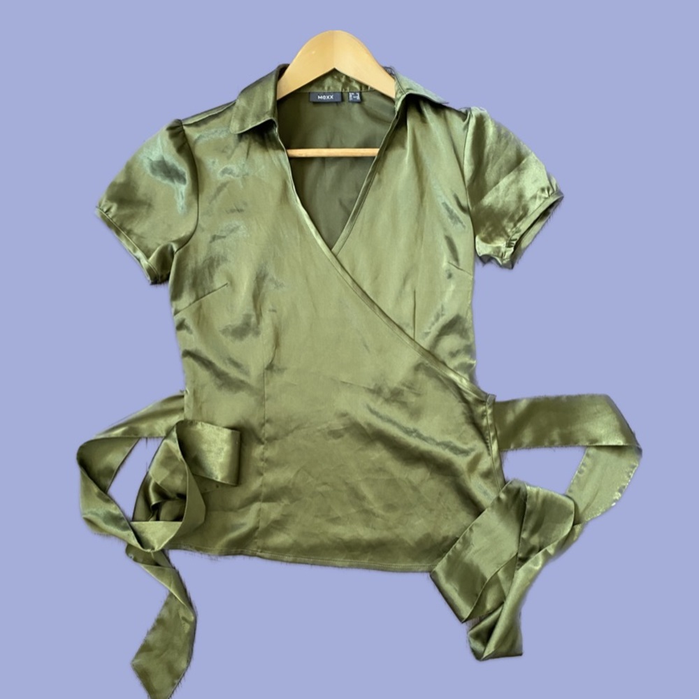 Elegant Olive Wrap Top